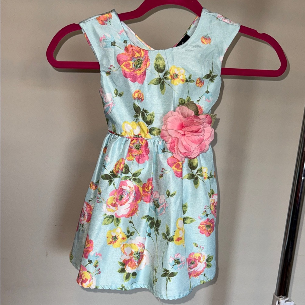 Lilt Floral Kids Dress with Pink and Yellow Accents